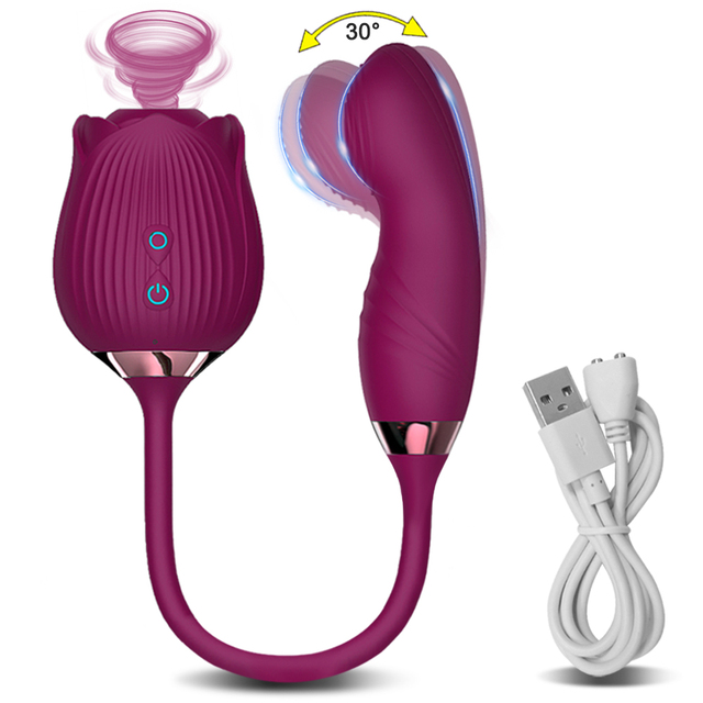 Female G-spot Vibrator Clitoral Stimulator 2 in 1 Rose Toys for Women 10 Sucking and 10 Vibrating Modes-Sevenleader