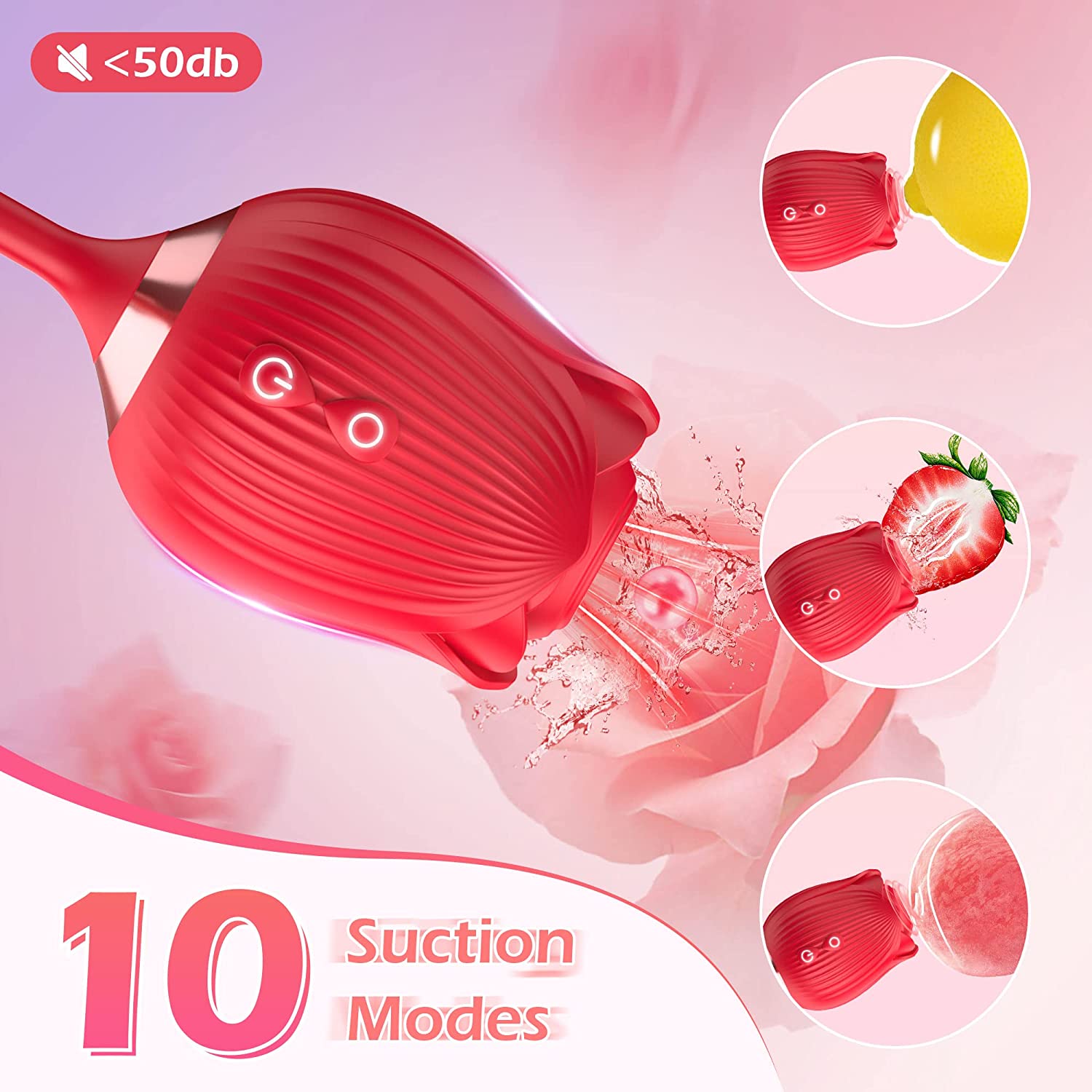 Clitoral Stimulator Dildo Vibrator For Women 10 Suction And 10 Push Modes Rose Vibrator Suction