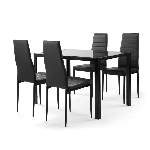 5 Pieces Dining Table Set for 4,Kitchen Room Tempered Glass Dining Table