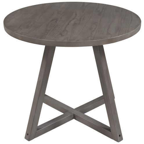  Mid-Century Wood Round Dining Table with X-shape Legs for Small Places