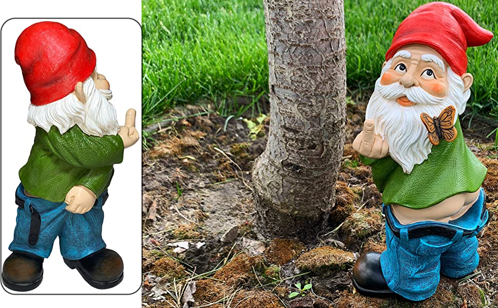 Garden Gnome zen House Fairy set Miniature Figurines Kit Accessories finger peeing Mood Lab