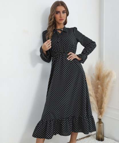 Black White Polka Dot Midi Dress