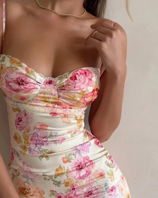 Sexy Sleeveless Printed Midi Dress