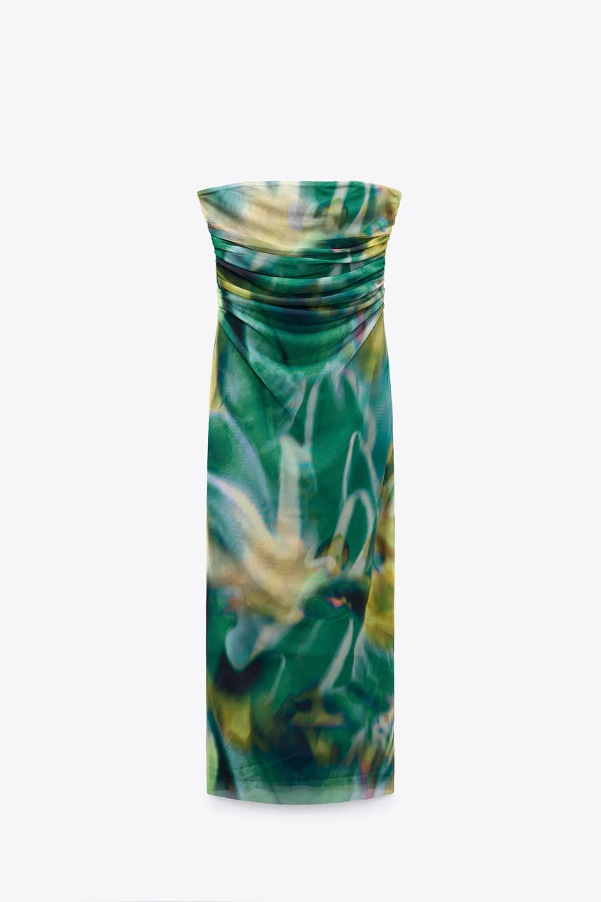 Green Sleeveless Printed Midi Dress