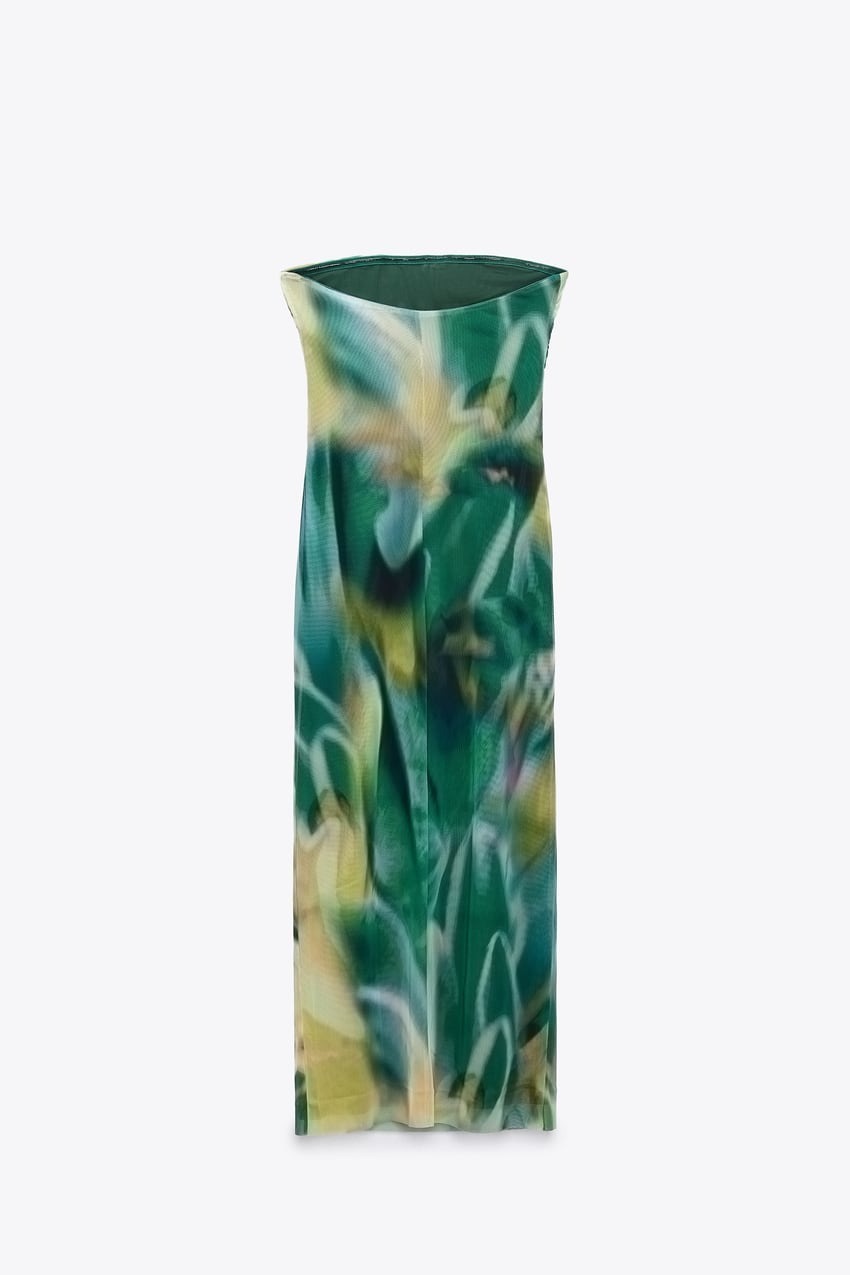 Green Sleeveless Printed Midi Dress