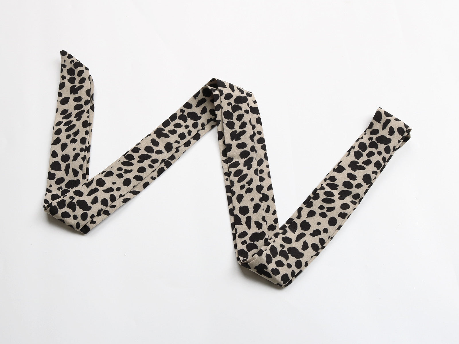 Dalmatian Print Ruffle Hem Tie Cuff Bishop Sleeve Belted Mini Dress