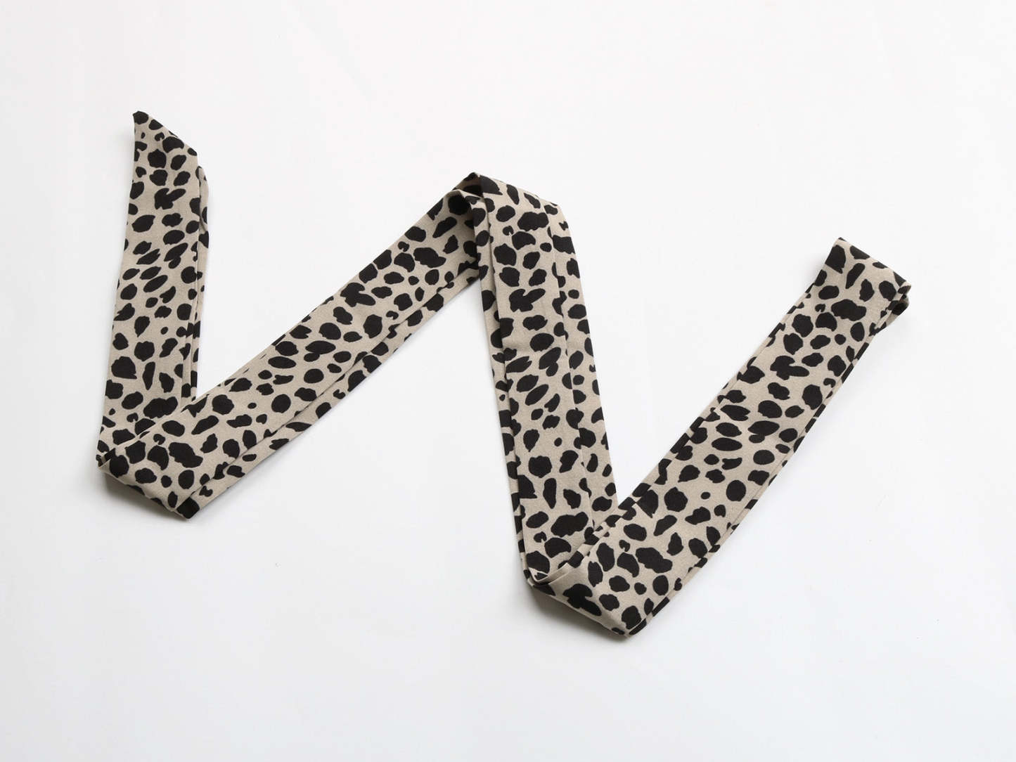 Dalmatian Print Ruffle Hem Tie Cuff Bishop Sleeve Belted Mini Dress