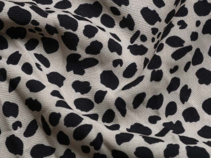 Dalmatian Print Ruffle Hem Tie Cuff Bishop Sleeve Belted Mini Dress