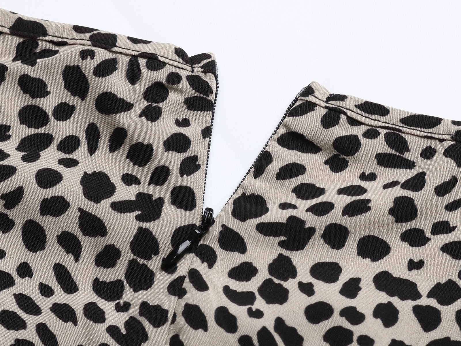 Dalmatian Print Ruffle Hem Tie Cuff Bishop Sleeve Belted Mini Dress