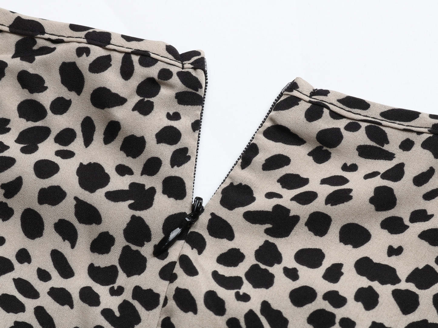 Dalmatian Print Ruffle Hem Tie Cuff Bishop Sleeve Belted Mini Dress