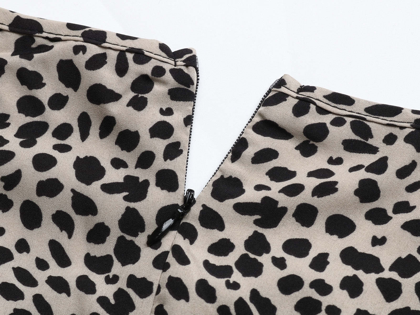 Dalmatian Print Ruffle Hem Tie Cuff Bishop Sleeve Belted Mini Dress