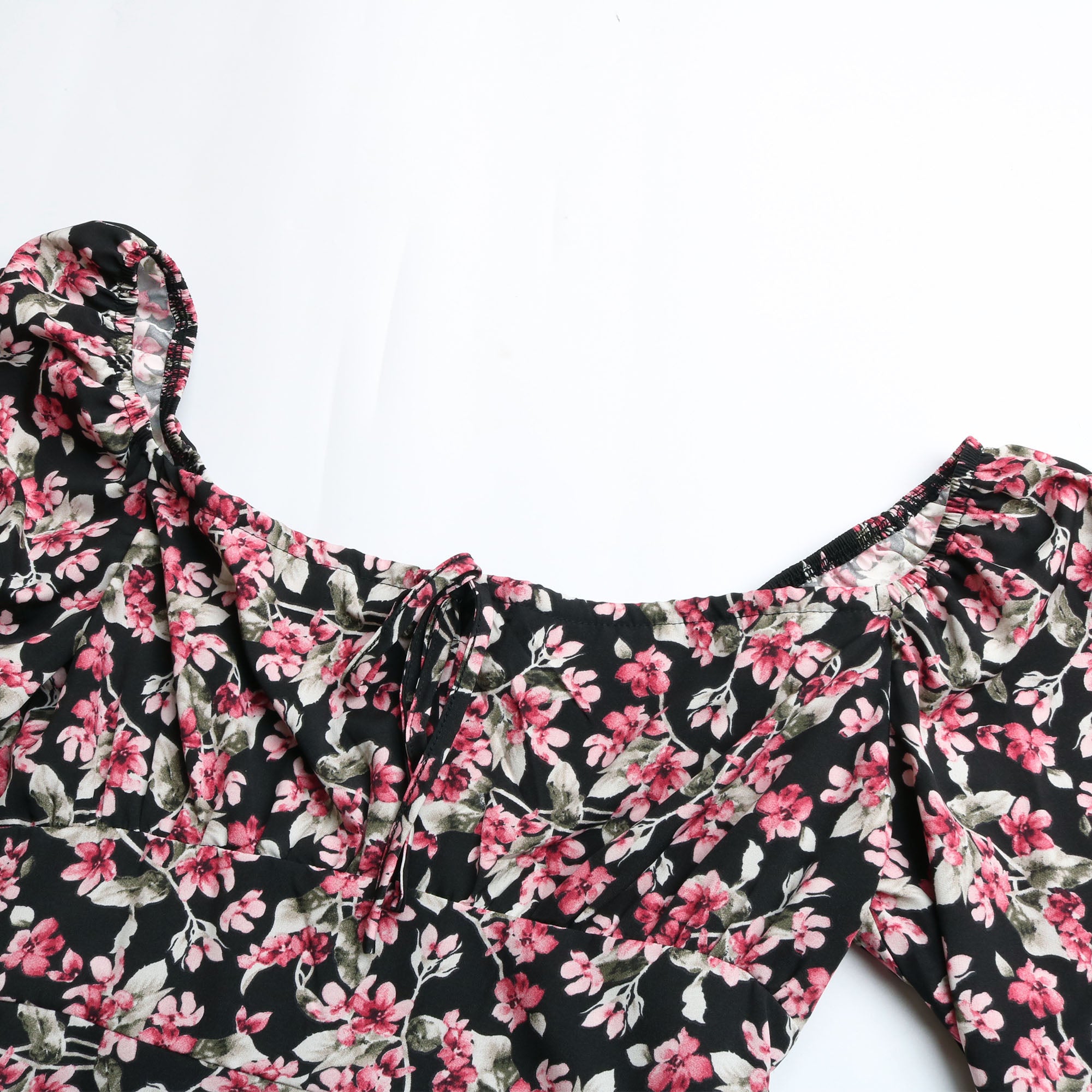 Floral Print Boho Ruffles Pleated Midi Dresses