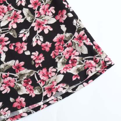 Floral Print Boho Ruffles Pleated Midi Dresses