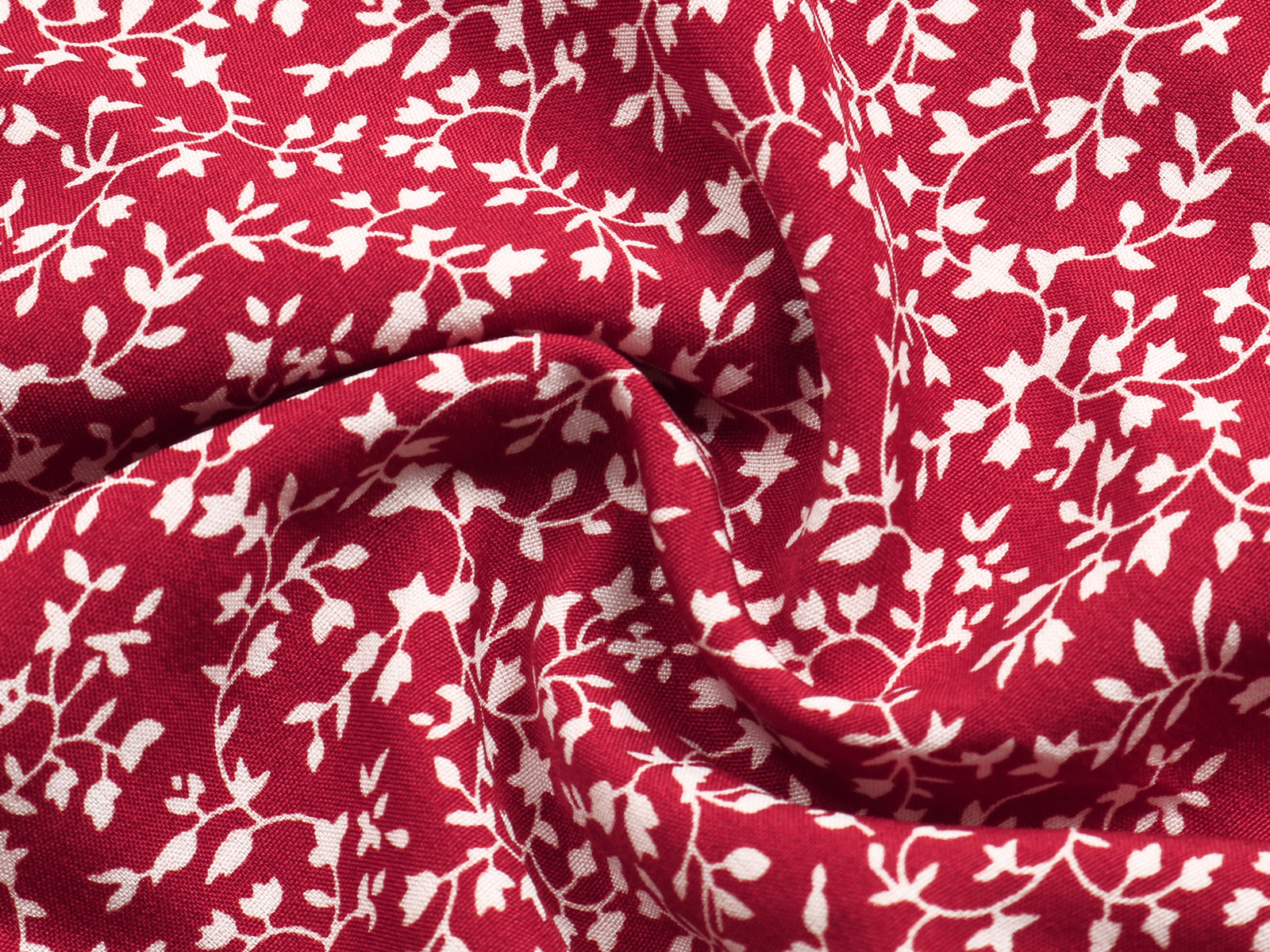 Allover Plants Ruffle Neck A-Line Midi Dress