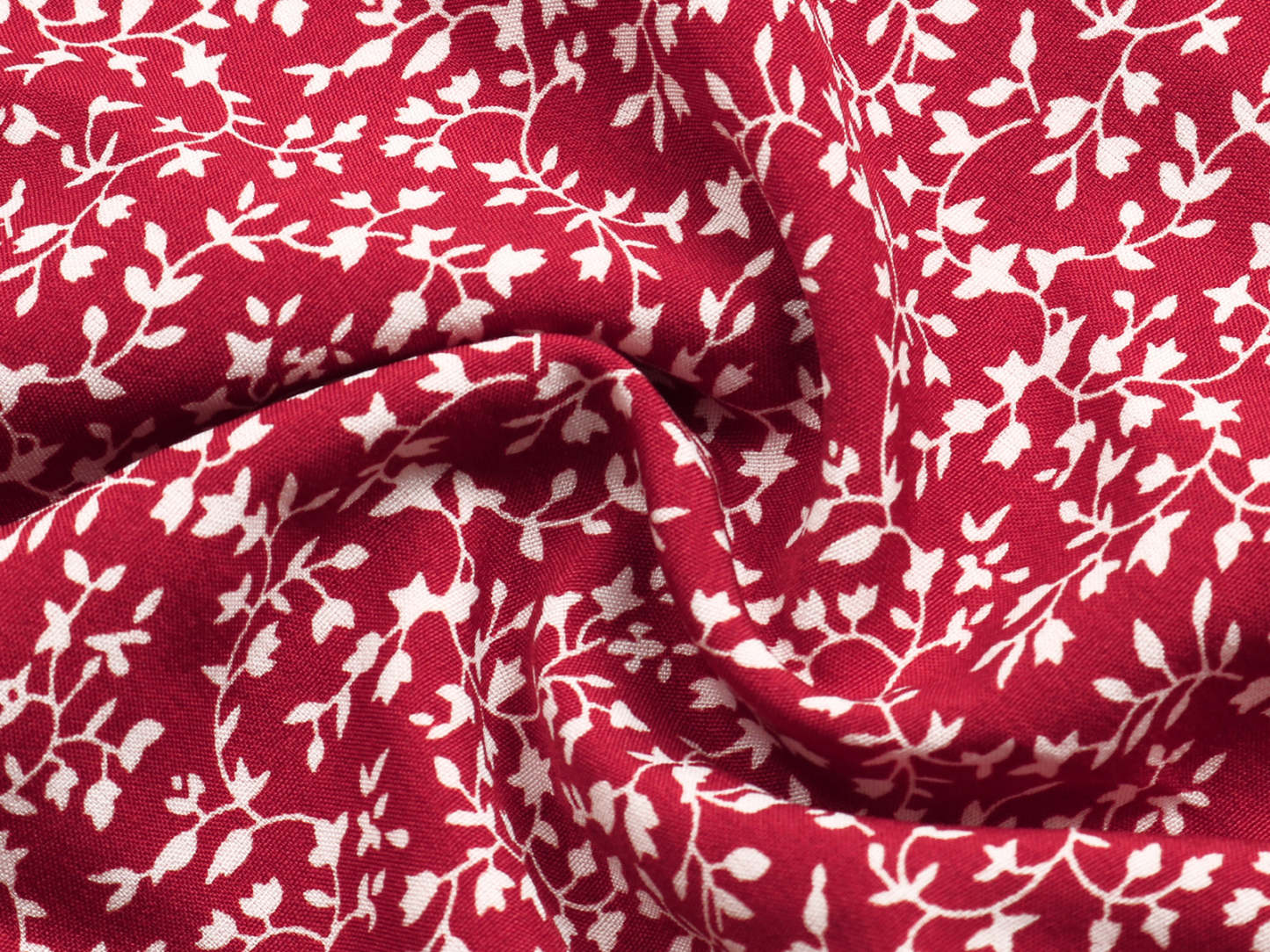 Allover Plants Ruffle Neck A-Line Midi Dress