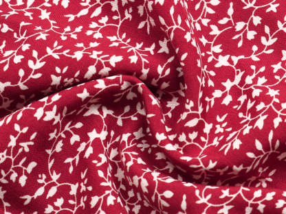 Allover Plants Ruffle Neck A-Line Midi Dress