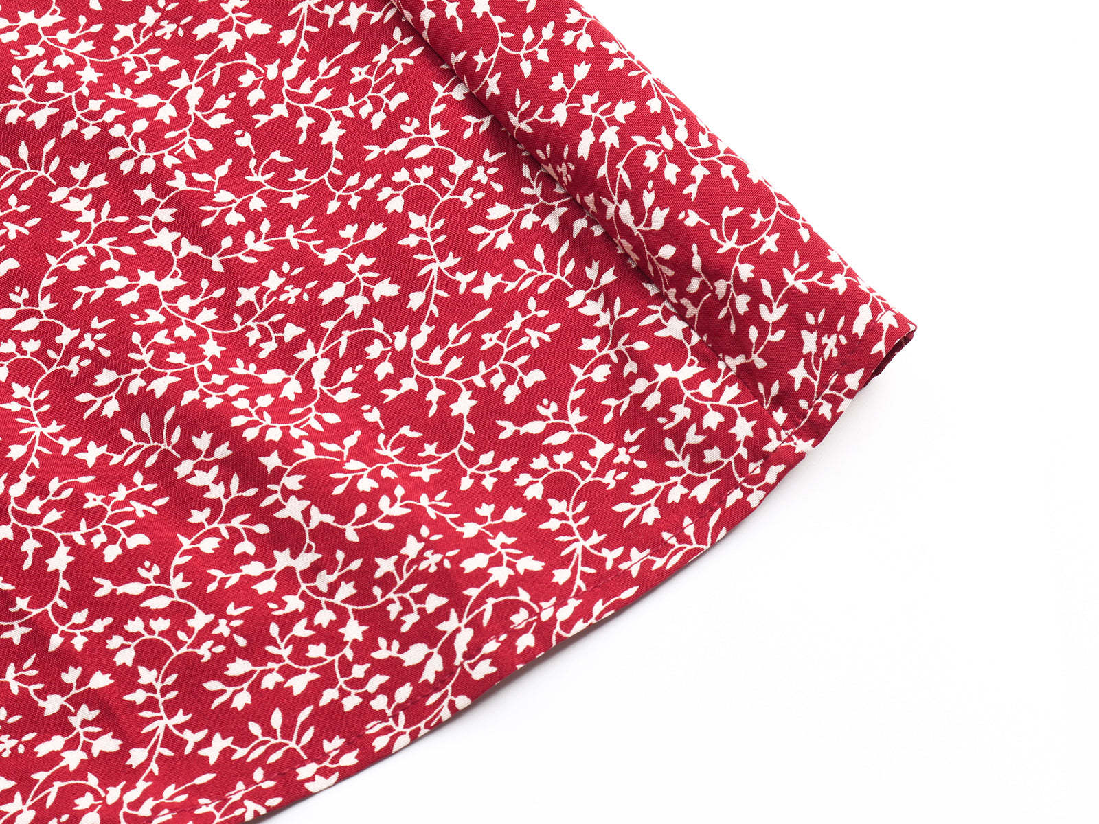 Allover Plants Ruffle Neck A-Line Midi Dress