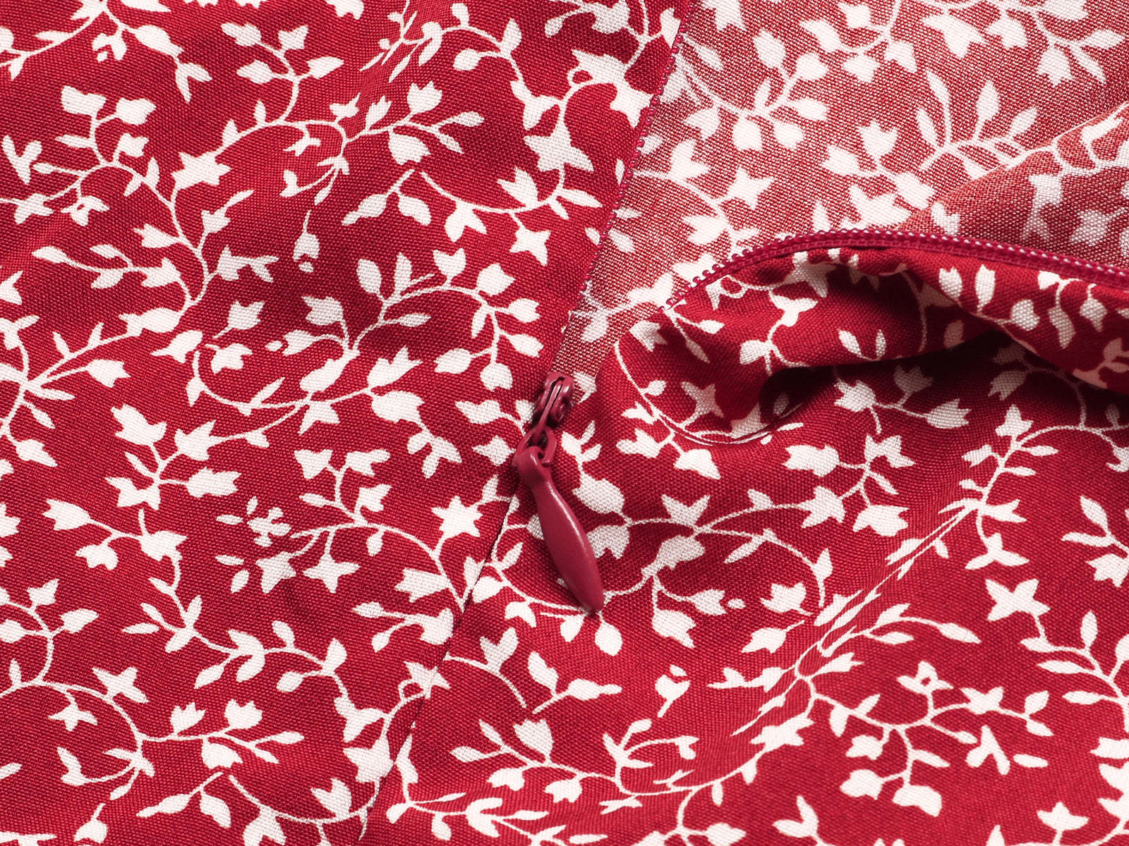 Allover Plants Ruffle Neck A-Line Midi Dress