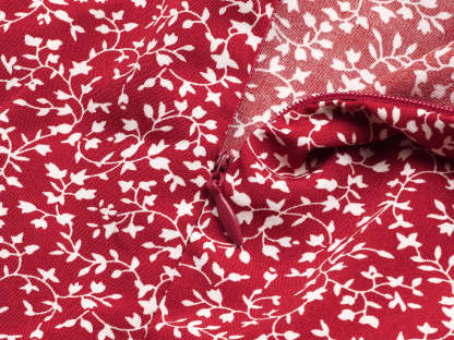 Allover Plants Ruffle Neck A-Line Midi Dress