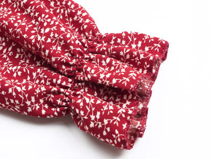 Allover Plants Ruffle Neck A-Line Midi Dress