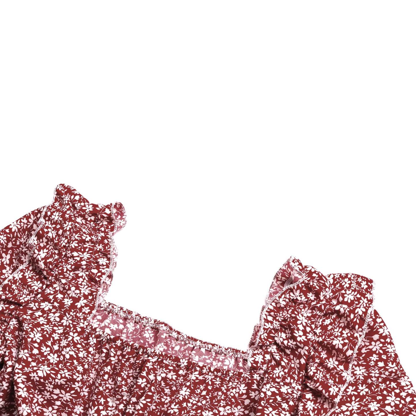 Ruffle Shoulder Smocked Midi Dress