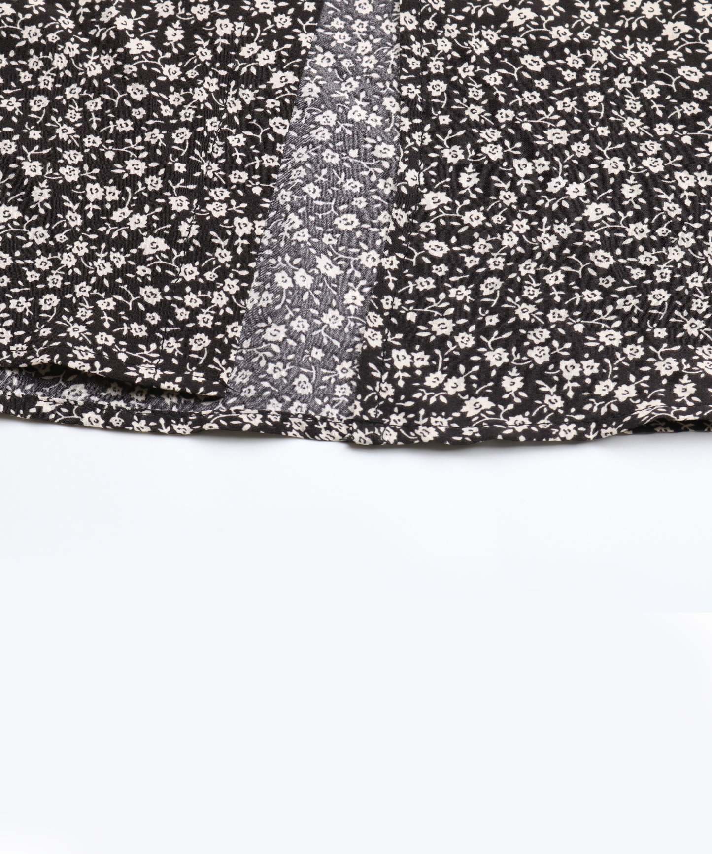 Black Floral Side-Slit V-Neck A-Line Midi Dress