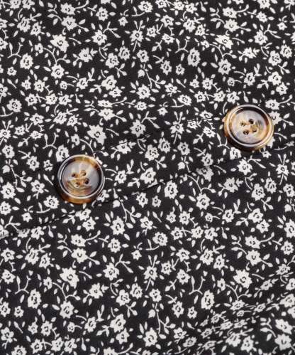 Black Floral Side-Slit V-Neck A-Line Midi Dress