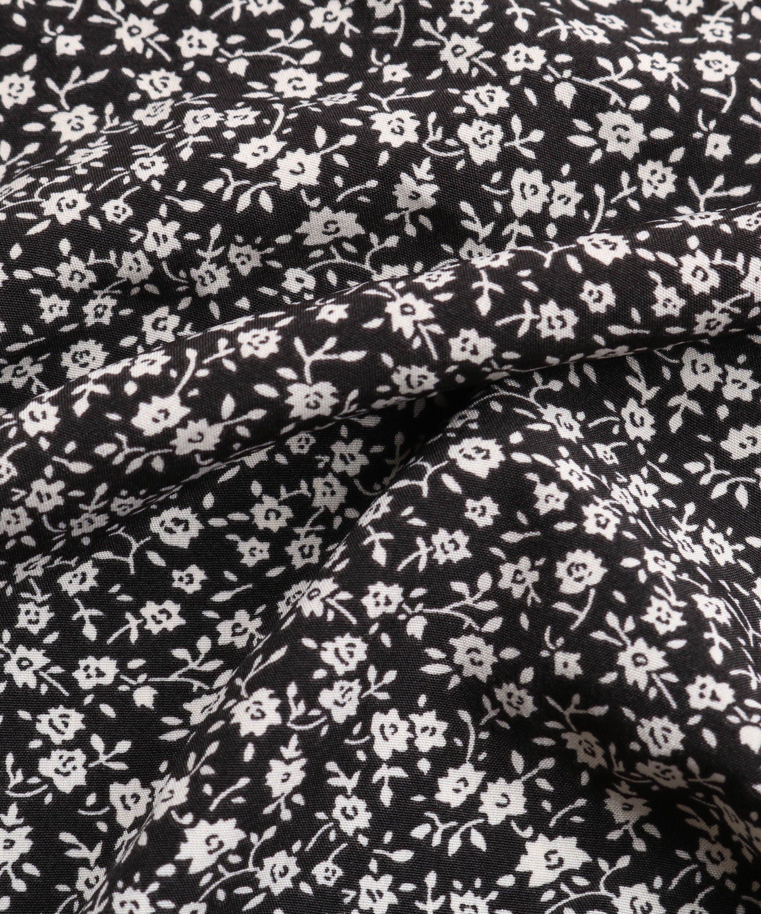 Black Floral Side-Slit V-Neck A-Line Midi Dress