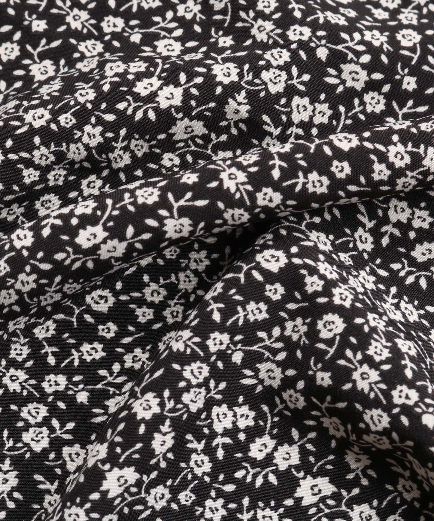 Black Floral Side-Slit V-Neck A-Line Midi Dress