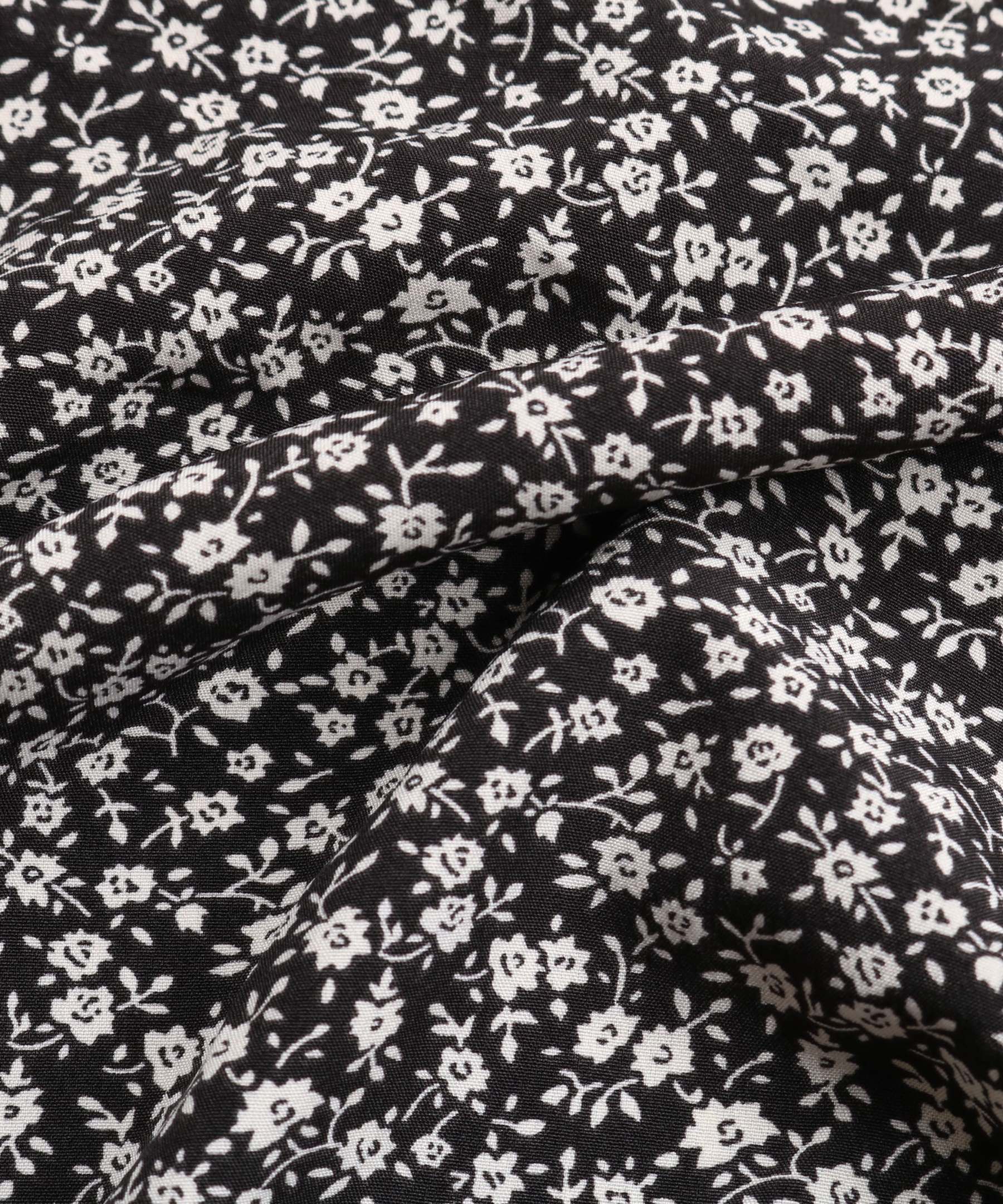 Black Floral Side-Slit V-Neck A-Line Midi Dress