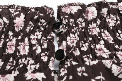 Ditsy Floral Shirred Flounce Sleeve Ruffle Hem Midi Dress