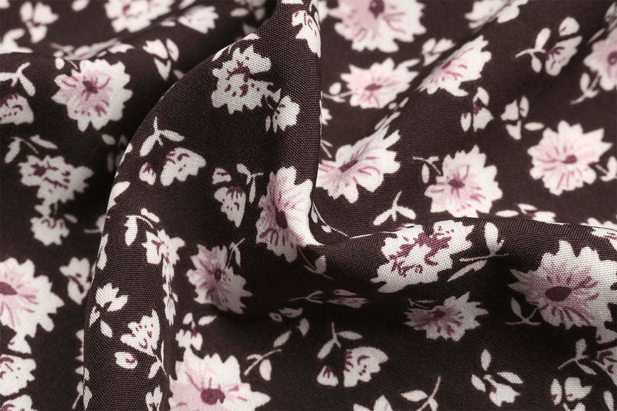 Ditsy Floral Shirred Flounce Sleeve Ruffle Hem Midi Dress