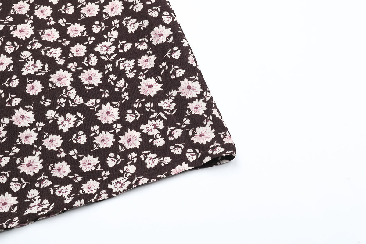 Ditsy Floral Shirred Flounce Sleeve Ruffle Hem Midi Dress