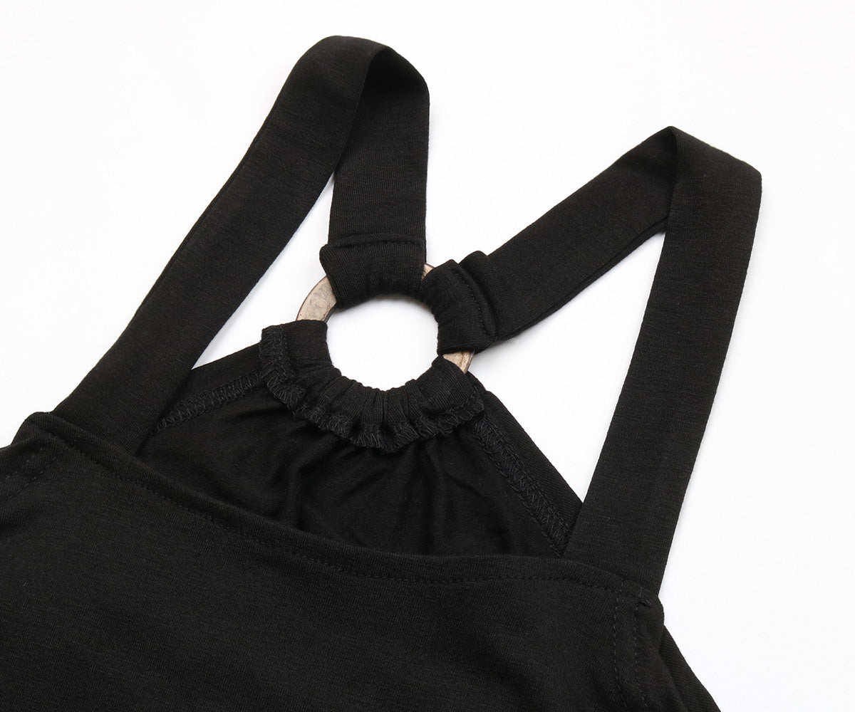 Hidden Pocket Split Side Ring Linked Midi Dress