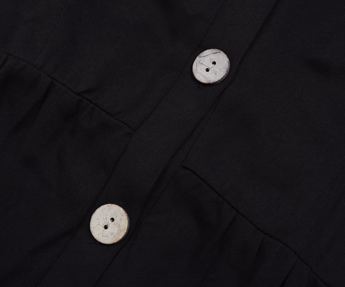 Button Front Contrast Lace Ruffle Hem Cami Midi Dress