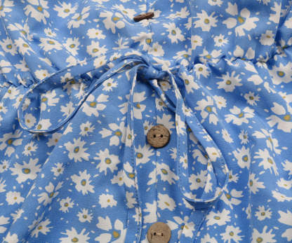 Ditsy Floral Print Butterfly Sleeve Knot Front Ruffle Hem Midi Dress