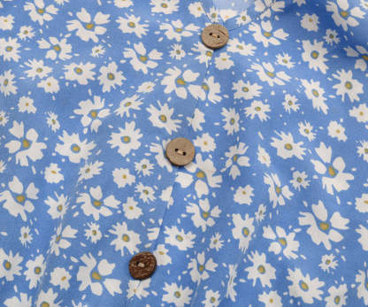 Ditsy Floral Print Butterfly Sleeve Knot Front Ruffle Hem Midi Dress