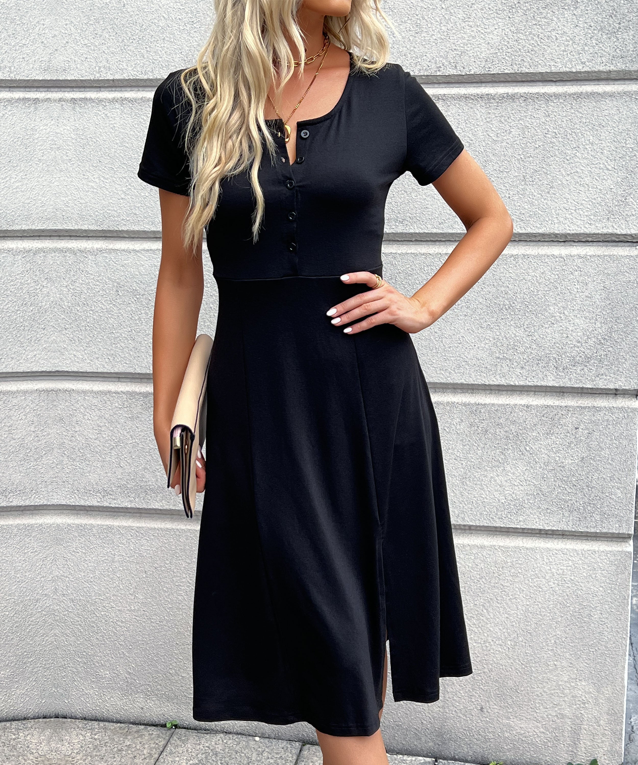 Twist Waist Wrap Hem Midi Dress
