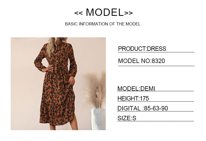 Brown AndBlack Abstract Belted Button-Front Midi Dress