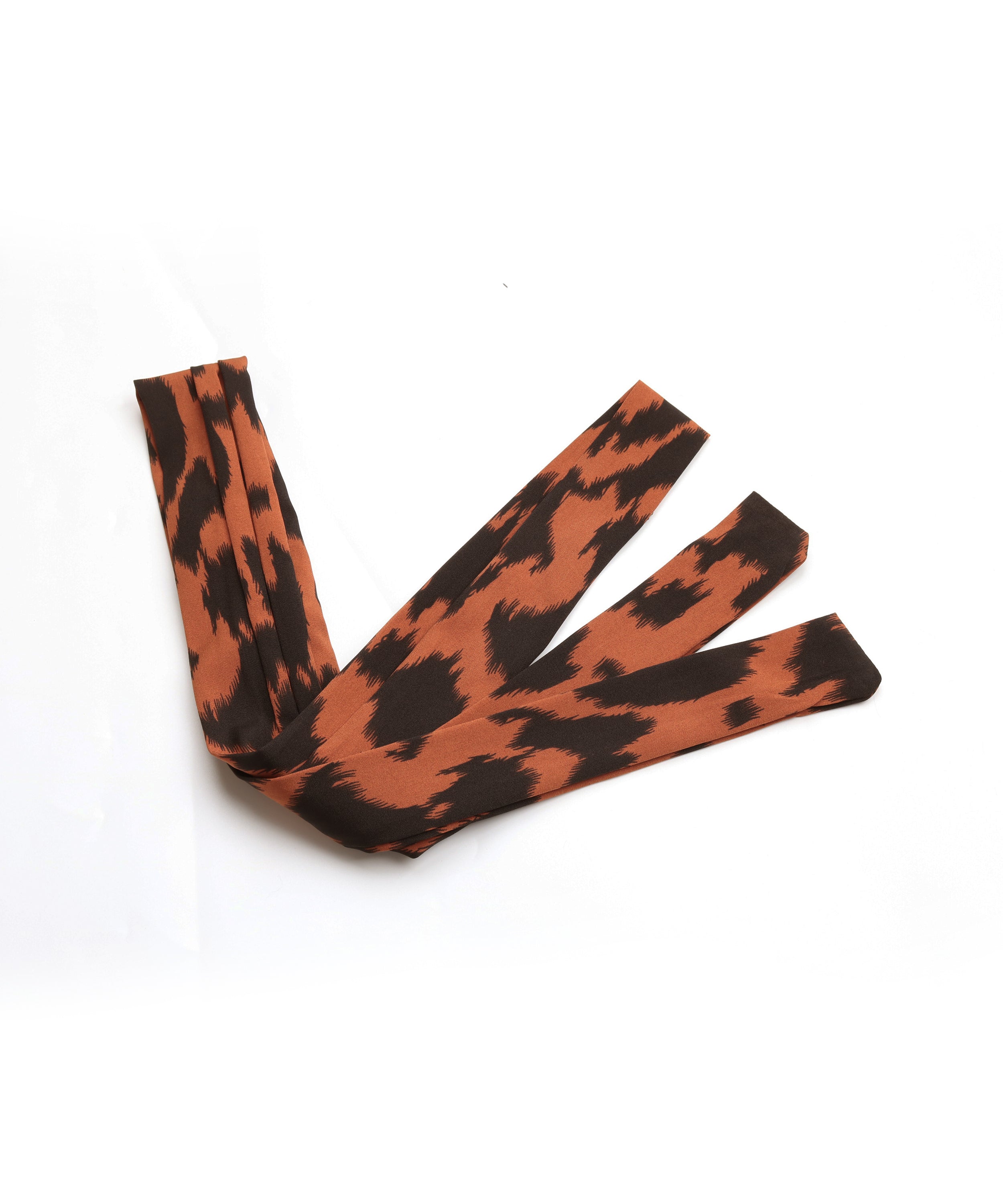 Brown AndBlack Abstract Belted Button-Front Midi Dress