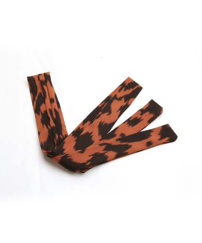 Brown AndBlack Abstract Belted Button-Front Midi Dress