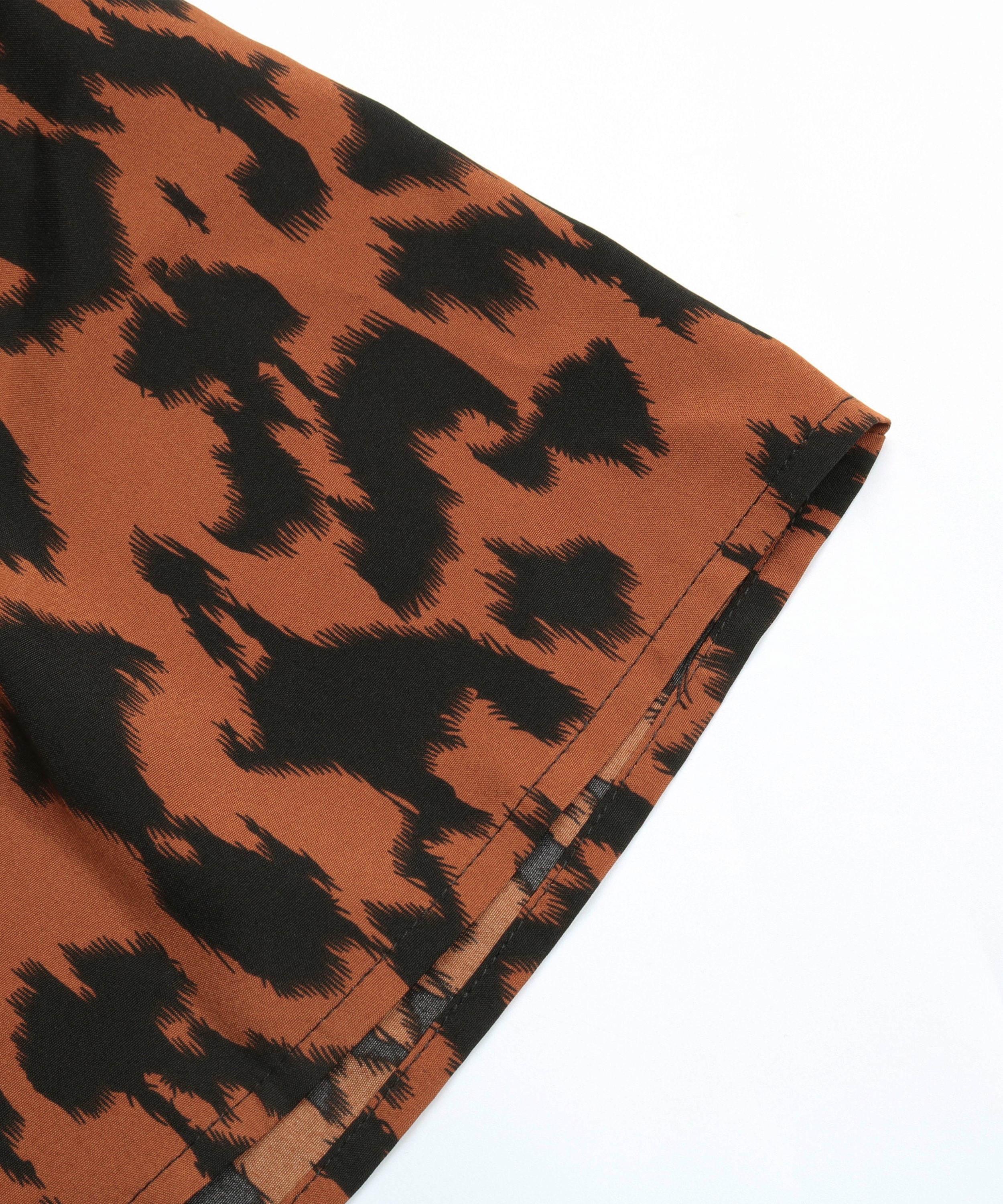 Brown AndBlack Abstract Belted Button-Front Midi Dress