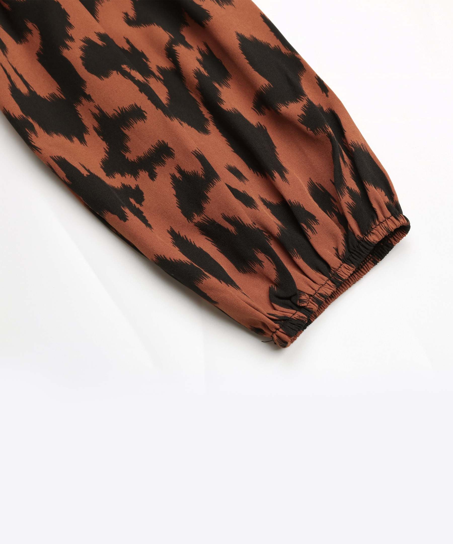 Brown AndBlack Abstract Belted Button-Front Midi Dress