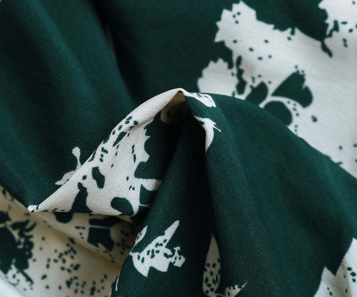 Floral Print Guipure Lace Insert Lantern Sleeve Midi Dress