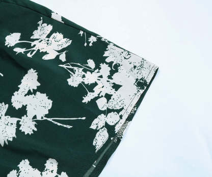 Floral Print Guipure Lace Insert Lantern Sleeve Midi Dress