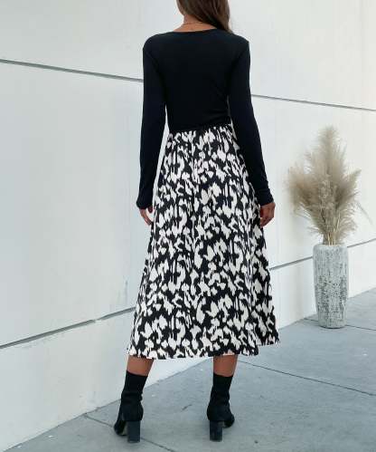 Leopard Print Tie Front Fitted Midi Dress