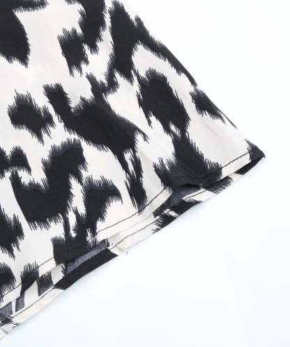 Leopard Print Tie Front Fitted Midi Dress