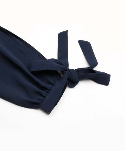 Guipure Lace Panel Split Sleeve Pleated Hemm Belted Midi Dress