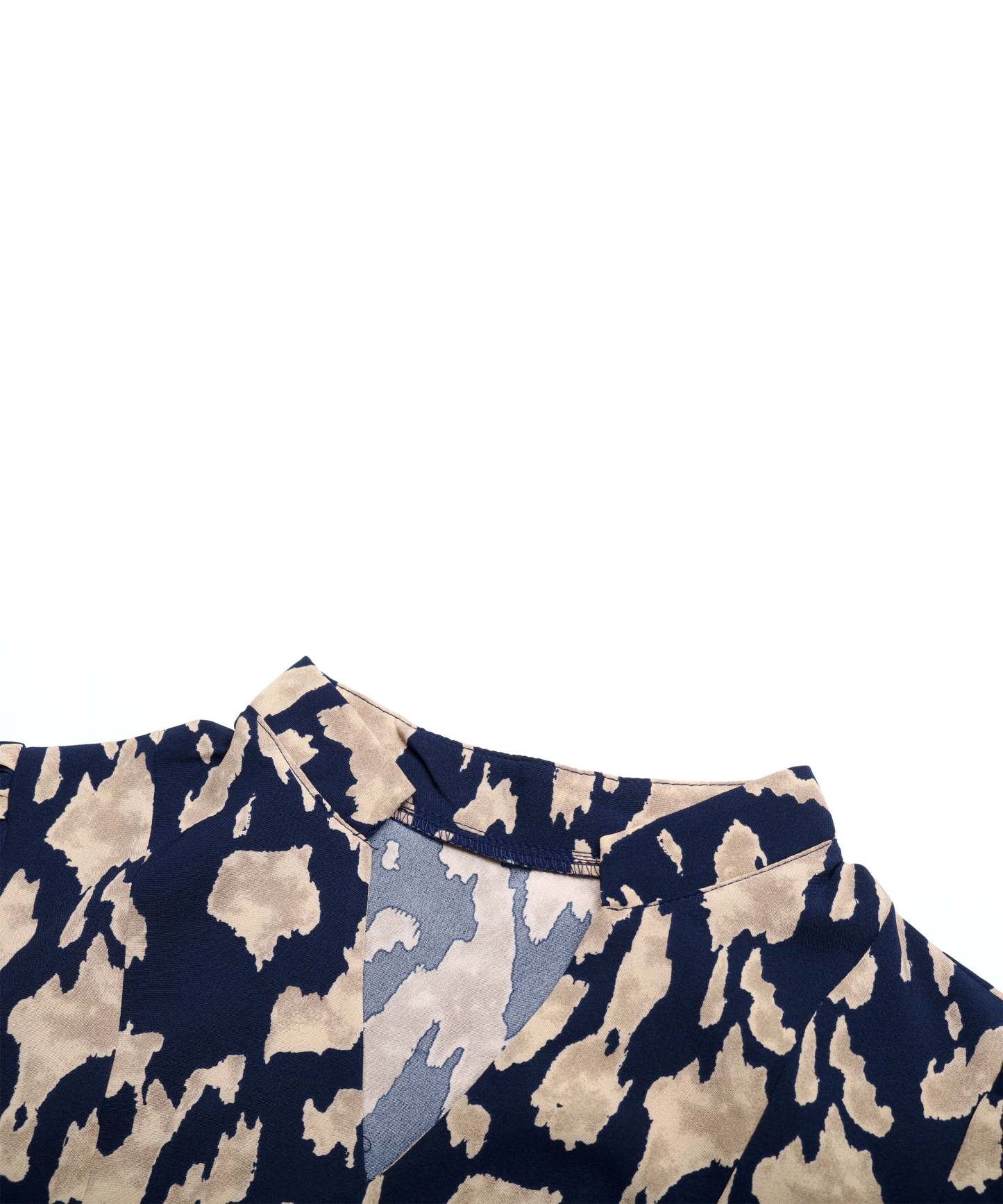 Allover Print Notched Neckline Pleated Hem Belted Midi Dress