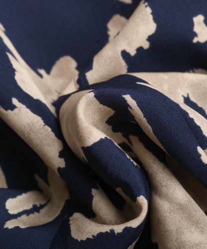 Allover Print Notched Neckline Pleated Hem Belted Midi Dress